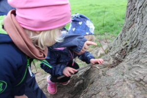 Kleine Entdecker im Garten.