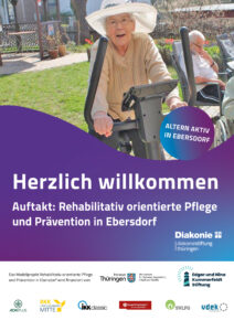 Willkommen-Aushang zur Auftaktveranstaltung Therapeutische Pflege in Ebersdorf, Seniorenzentrum Emmaus